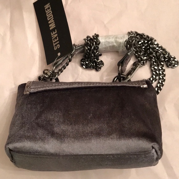 Steve Madden Grey Velvet Crossbody Bag - Picture 5 of 8
